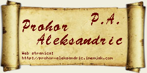 Prohor Aleksandrić vizit kartica